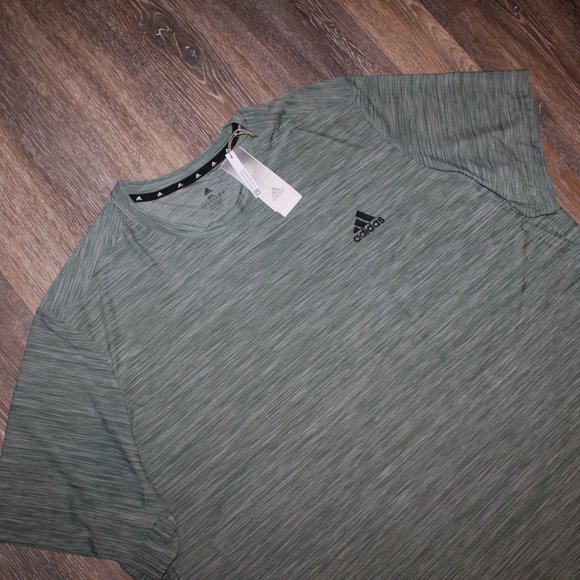NWT ADIDAS MEN AEROREADY HEATHER GREEN BIG TALL T SHIRT - Picture 2 of 4